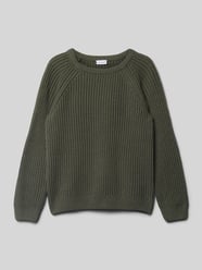 Sweter z dzianiny z prążkowanymi wykończeniami od Name It Zielony - 34