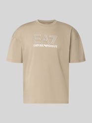 T-shirt met logo en ronde hals van EA7 Emporio Armani Beige - 1