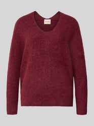 Strickpullover aus Woll-Mix mit V-Ausschnitt Modell 'THORA' von MOS MOSH Bordeaux - 38