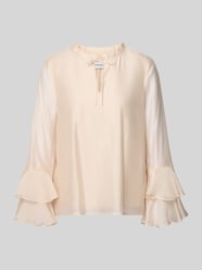 Regular Fit Bluse aus Lyocell-Mix mit Volants von COMMA Beige - 13