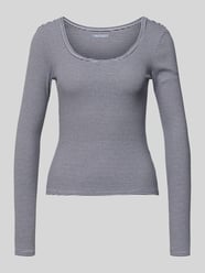 Bluzka z długim rękawem o kroju slim fit z głębokim okrągłym dekoltem od REVIEW - 8
