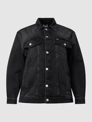 PLUS SIZE Jeansjacke mit Label-Patch Modell 'Trucker' von Tommy Jeans Curve Grau / Schwarz - 48