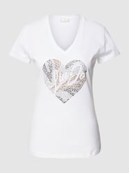 T-Shirt aus Baumwolle mit Ziersteinbesatz von Liu Jo White Weiß - 3