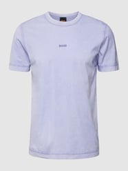 T-shirt z detalem z logo model ‘Tokks’ od BOSS Orange Fioletowy - 3