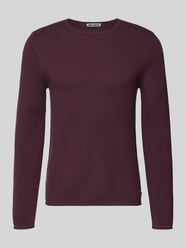 Basic Sweter z dzianiny z okrągłym dekoltem i wywiniętymi krawędziami od REVIEW - 40