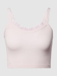 Crop Top in Ripp-Optik mit Rüschenbesatz von Guess Pink - 29