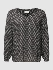 PLUS SIZE blouse met all-over motief, model 'Olive' van KAFFE Curve Grijs / zwart - 19