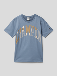 T-shirt met logoprint, model 'Rochester' van CHAMPION Blauw / turquoise - 18
