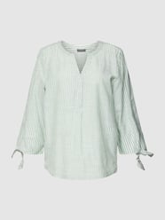 Blusenshirt mit Streifenmuster und Kellerfalte von Montego Grün - 42