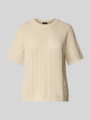 Regular Fit Strick-T-Shirt aus reiner Baumwolle von Pieces Beige - 42