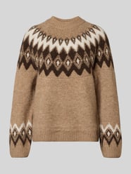 Relaxed Fit Pullover mit Woll-Anteil Modell 'Jacquard' von Gina Tricot Beige - 43