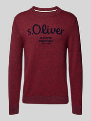 Sweter z dzianiny o kroju regular fit z logo od s.Oliver RED LABEL Czerwony - 21