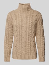 Rollkragenpullover mit Zopfmuster von Profuomo Beige - 38