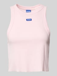 Cropped Tanktop mit Label-Stitching Modell 'Baby Tank' von Hugo Blue Pink - 6