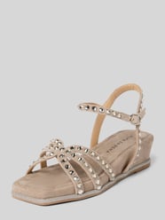 Leren sandalen met siersteentjes van ALMA EN PENA Beige - 4