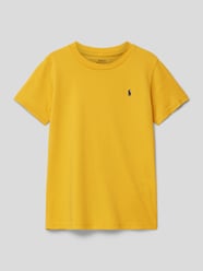 T-shirt z wyhaftowanym logo od Polo Ralph Lauren Kids Brązowy - 5