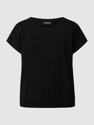 Shirt van een mix van linnen en viscose  van Taifun Zwart - 3