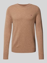 Sweter wełniany z wyhaftowanym logo od Tommy Hilfiger Brązowy - 44