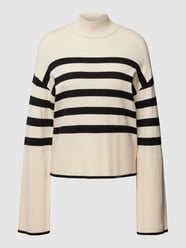 Gebreide pullover met streepmotief, model 'HAPPINESS' van Vero Moda Wit - 31