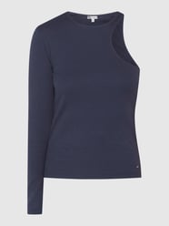 One shoulder-shirt met ribstructuur, model 'Paige' van Pepe Jeans Blauw - 48