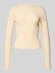 Slim Fit Strickpullover aus Viskose-Mix Modell 'MIRA' von Pieces Beige - 34