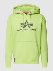 Hoodie mit Label-Print Modell 'BASIC' von Alpha Industries Gelb - 29