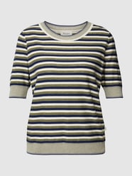T-Shirt mit Rundhalsausschnitt und Streifenmuster von MAERZ Muenchen Blau - 10