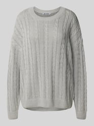 Sweter z dzianiny ze ściegiem warkoczowym i okrągłym dekoltem od REVIEW - 14