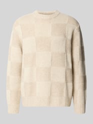 Sweter z dzianiny z prążkowanym okrągłym dekoltem od Les Deux - 7