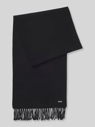 Szal z wełny z detal z logo od BOSS - 5