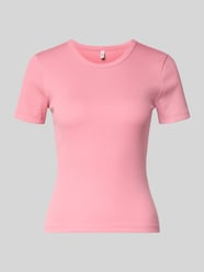 Slim fit T-shirt van katoenmix, model 'VAL LIFE' van Only Fuchsia - 41