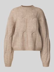 Relaxed Fit Strickpullover mit Woll-Anteil Modell 'JENNA' von Pieces Beige - 43