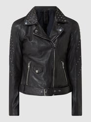 Kurtka skórzana o kroju slim fit z nitami model ‘Zarlia’ od Gipsy Czarny - 42