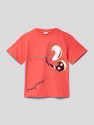T-shirt van katoen met pailletten van s.Oliver RED LABEL Rood - 18