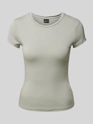 T-shirt met geribde ronde hals van Gina Tricot Grijs / zwart - 15