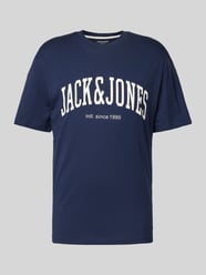 T-Shirt mit Label-Print Modell 'CYRUS' von Jack & Jones Blau - 46