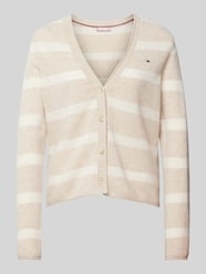 Strickjacke aus Wolle mit V-Ausschnitt von Tommy Hilfiger Beige - 30