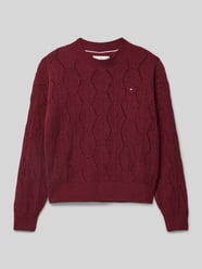 Strickpullover mit Rundhalsausschnitt Modell 'CHENILLE' von Tommy Hilfiger Teens Bordeaux - 40