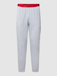 Sweatpants met elastische band met logo, model 'Linked' van HUGO Grijs - 44