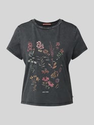 T-Shirt mit Motiv-Print Modell 'Blumenkunde' von QS Grau - 40