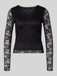 Slim fit shirt met lange mouwen in kantlook, model 'IBEN' van Vero Moda - 3