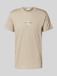 T-Shirt mit Rundhalsausschnitt und Label-Stitching von Calvin Klein Jeans Beige - 14