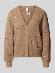 Relaxed Fit Strickjacke aus elastischem Woll-Mix Modell 'FLEUR' von YAS Beige - 3