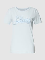 T-Shirt aus reiner Baumwolle mit Label-Stitching von Guess Blau - 8