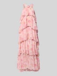 Volant avondjurk met V-hals model 'FELICIA' van VERO MODA Fuchsia - 14