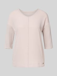 Relaxed fit T-shirt van een mix van katoen en elastaan met siernaad van Marc Cain Beige - 29