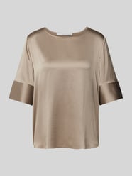 Blusenshirt mit Rundhalsausschnitt aus Seide von Herzensangelegenheit Beige - 11