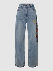 Jeans met bloemenmotief, model 'DEATH BEFORE DISHONOR BOY' van Ed Hardy Blauw / turquoise - 1