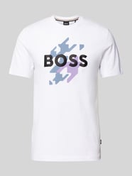T-Shirt mit Label-Print Modell 'Thompson' von BOSS Weiß - 33