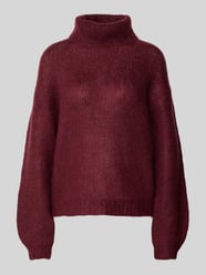 Oversized gebreide pullover met ribboorden, model 'LAMBI' van YAS Bordeaux - 19